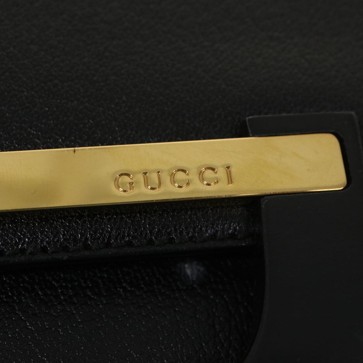 GUCCI Shoulder Bag Leather Black ar9186