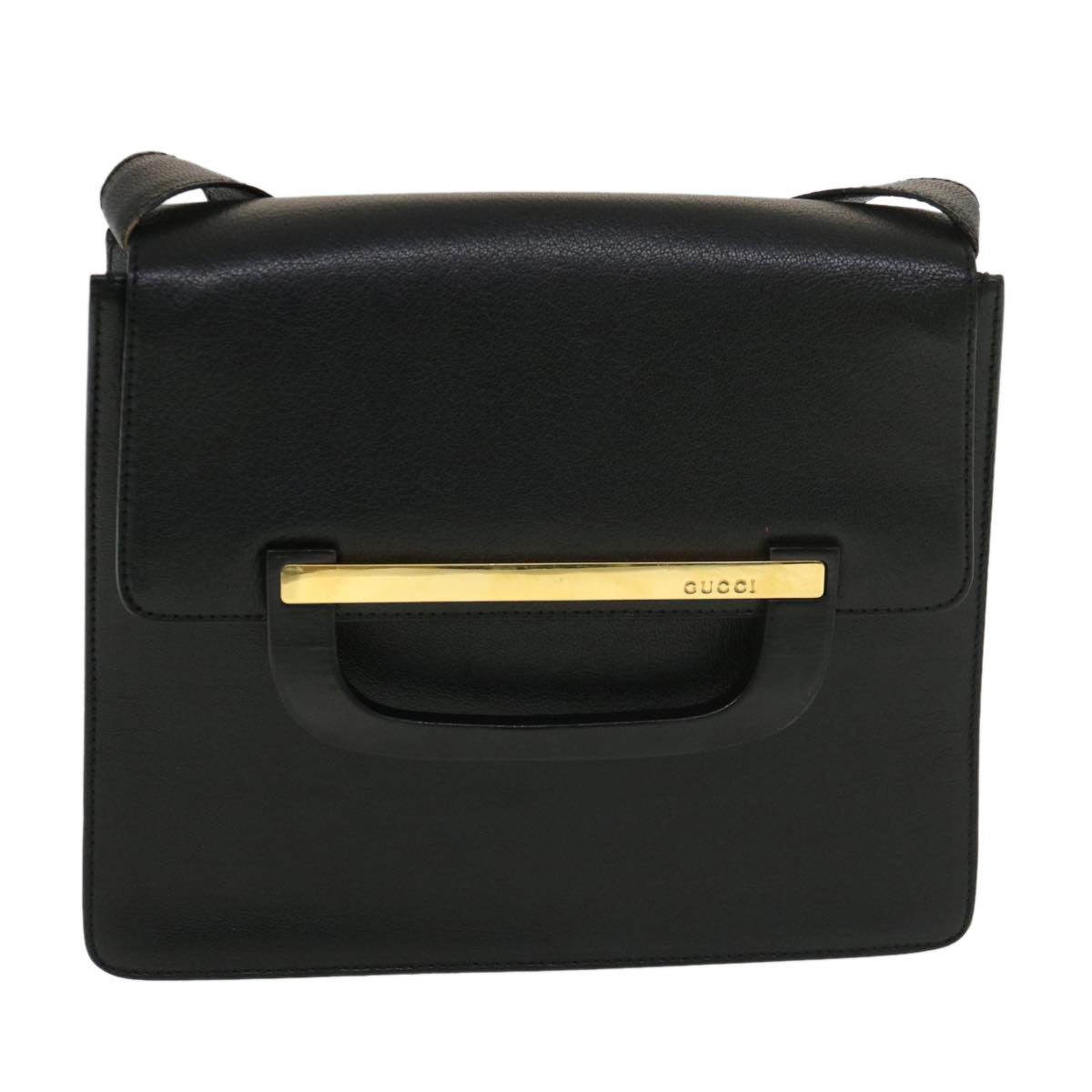 GUCCI Shoulder Bag Leather Black ar9186