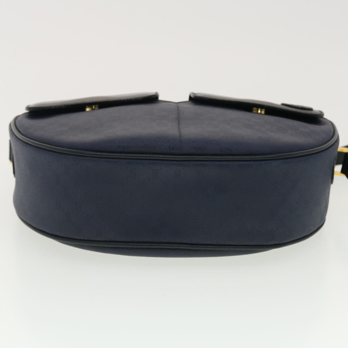 GUCCI Micro GG Canvas Shoulder Bag PVC Leather Navy ar9247