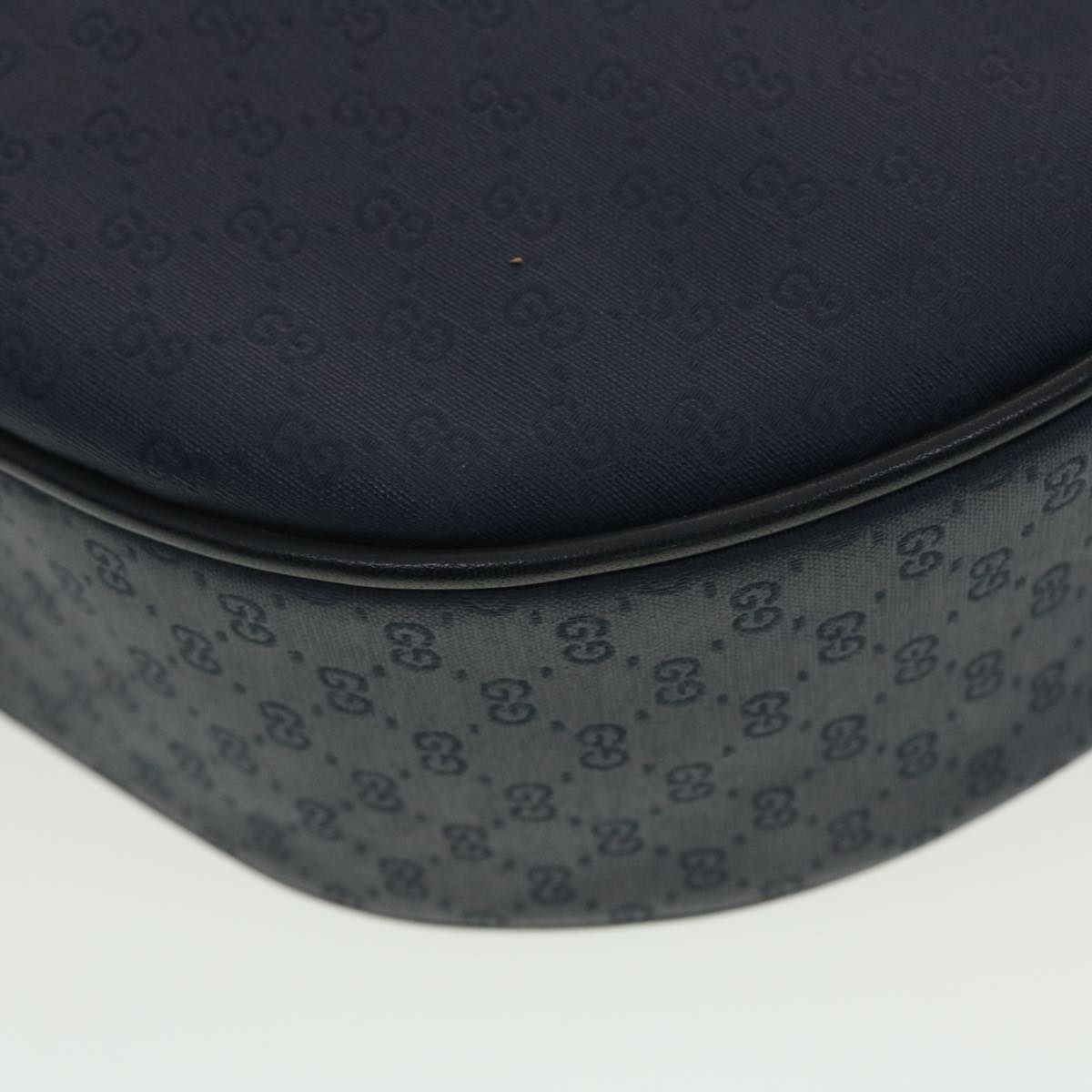 GUCCI Micro GG Canvas Shoulder Bag PVC Leather Navy ar9247