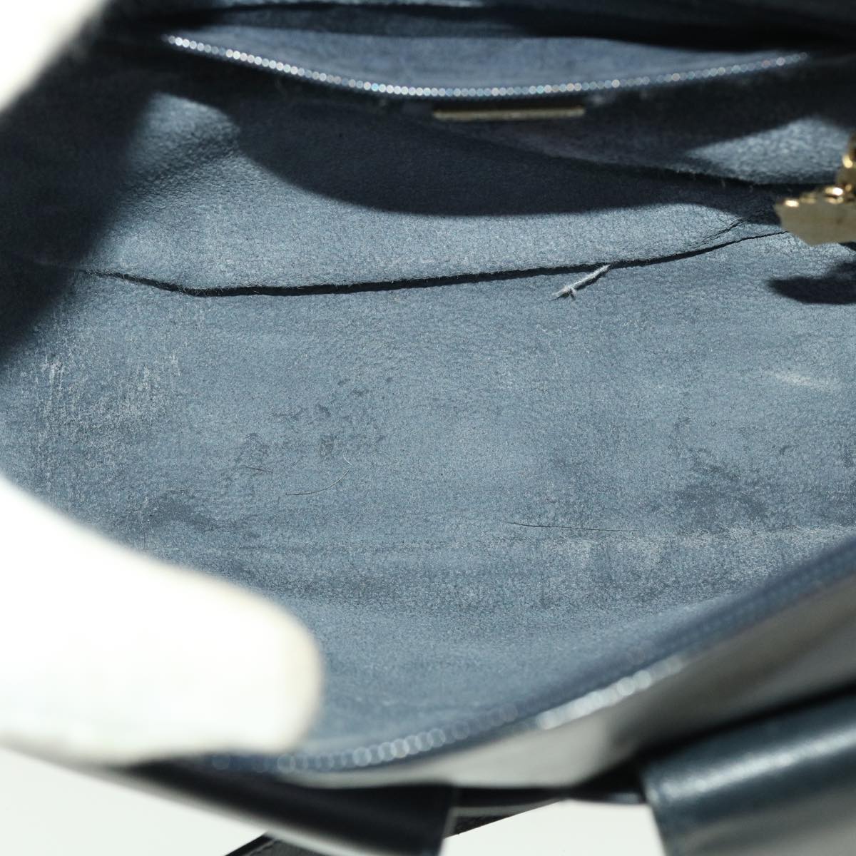 GUCCI Micro GG Canvas Shoulder Bag PVC Leather Navy ar9247