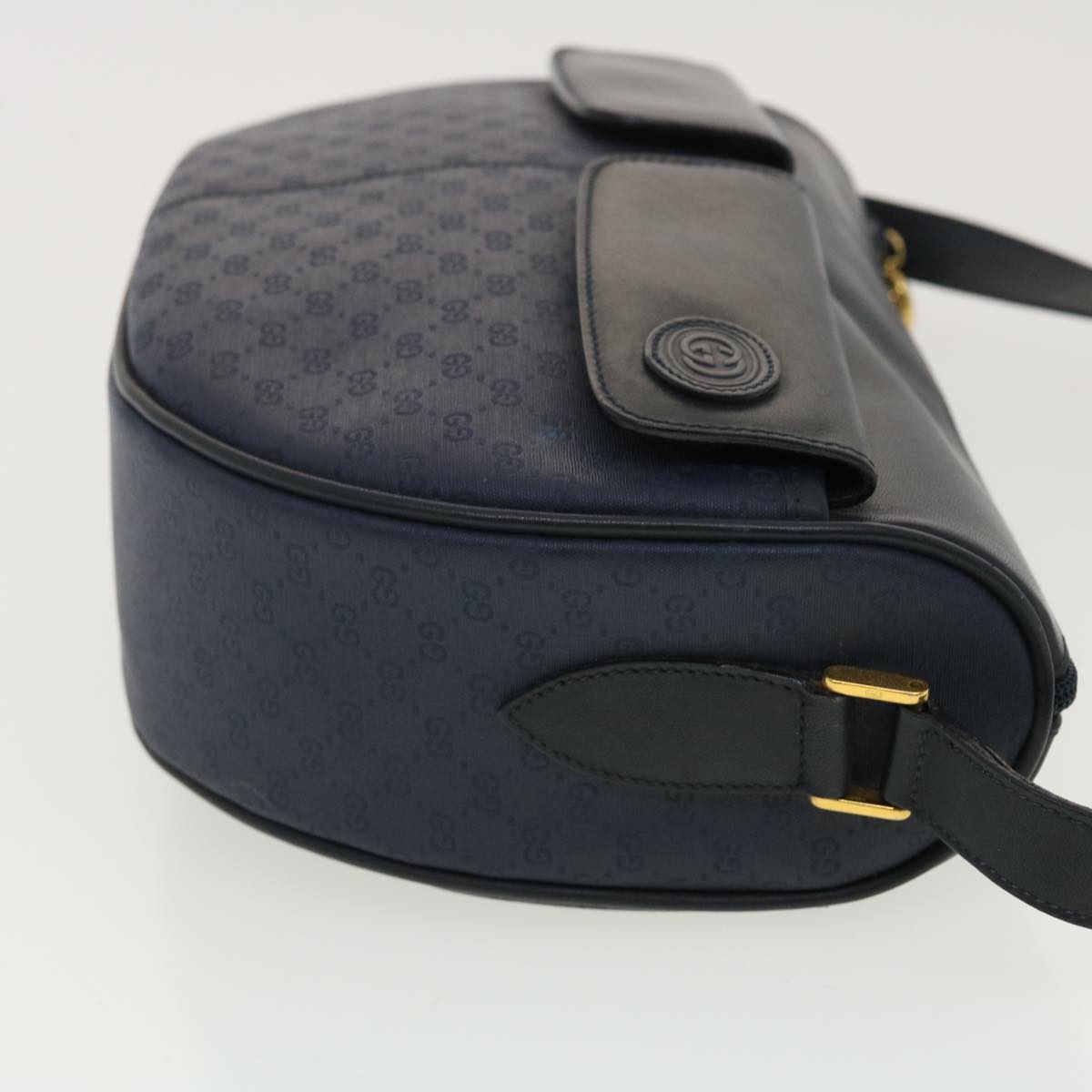 GUCCI Micro GG Canvas Shoulder Bag PVC Leather Navy ar9247