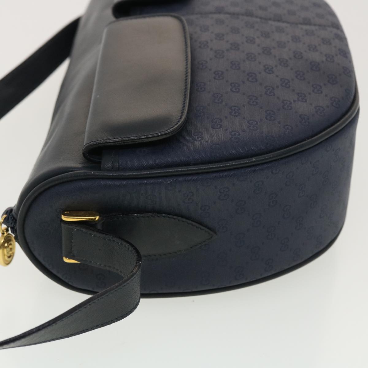 GUCCI Micro GG Canvas Shoulder Bag PVC Leather Navy ar9247