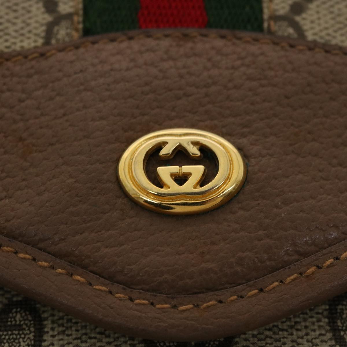 GUCCI GG Canvas Web Sherry Line Shoulder Bag Beige Red 001.113.6862 ar9275