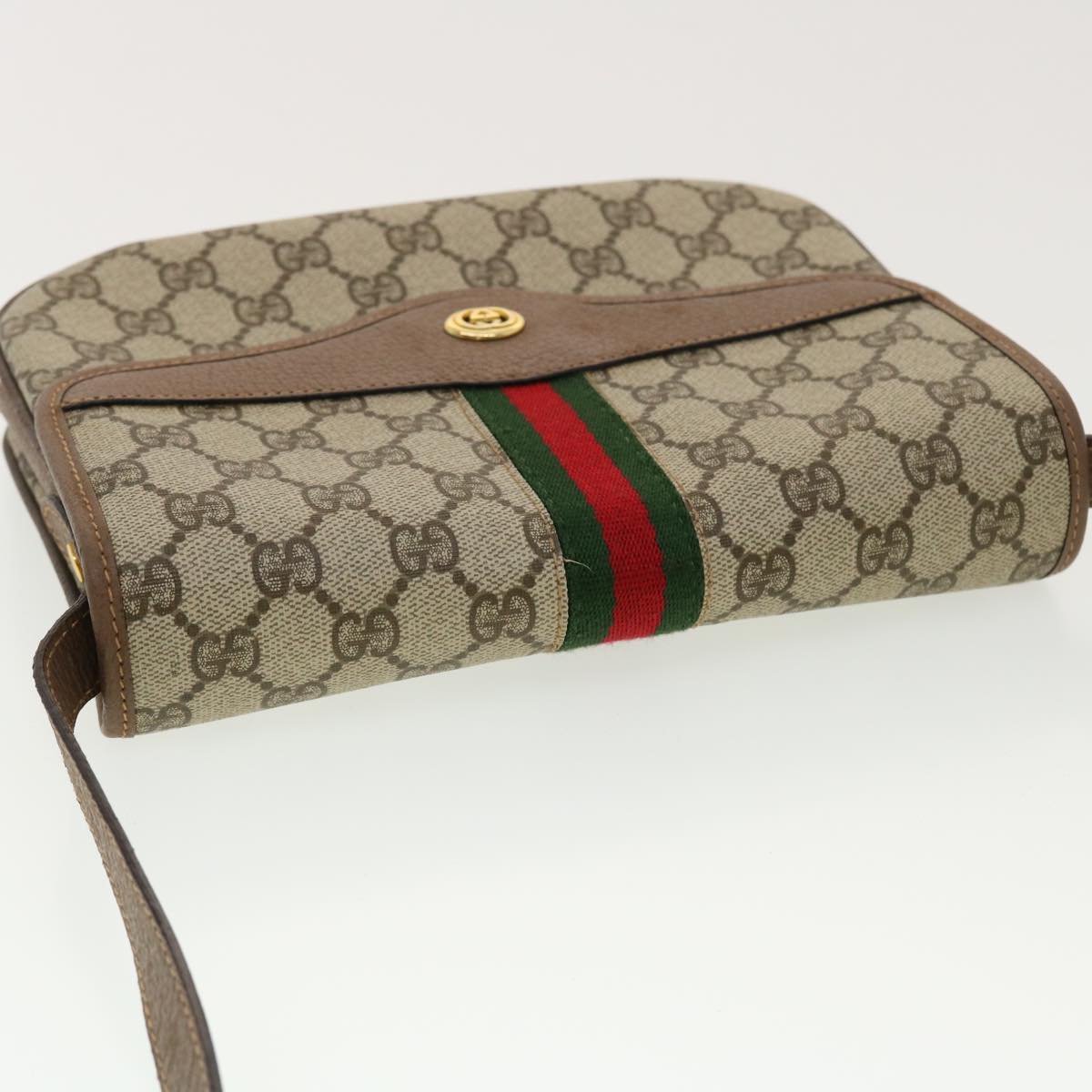GUCCI GG Canvas Web Sherry Line Shoulder Bag Beige Red 001.113.6862 ar9275