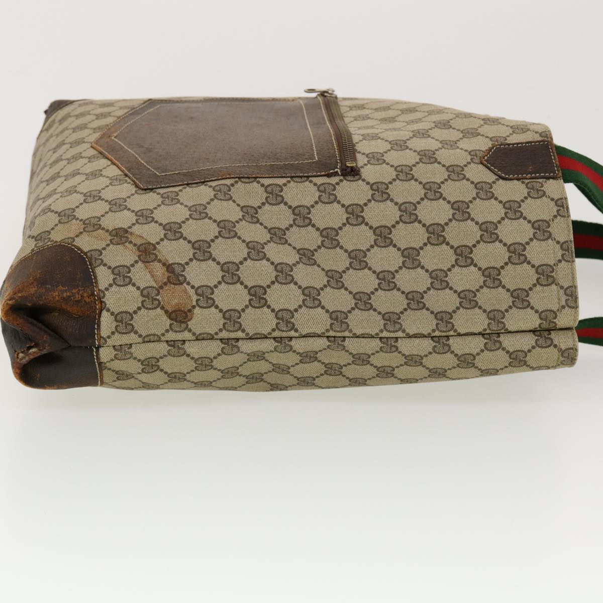 GUCCI GG Canvas Web Sherry Line Tote Bag Beige Red Green ar9393