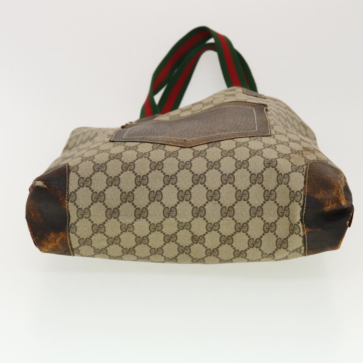 GUCCI GG Canvas Web Sherry Line Tote Bag Beige Red Green ar9393