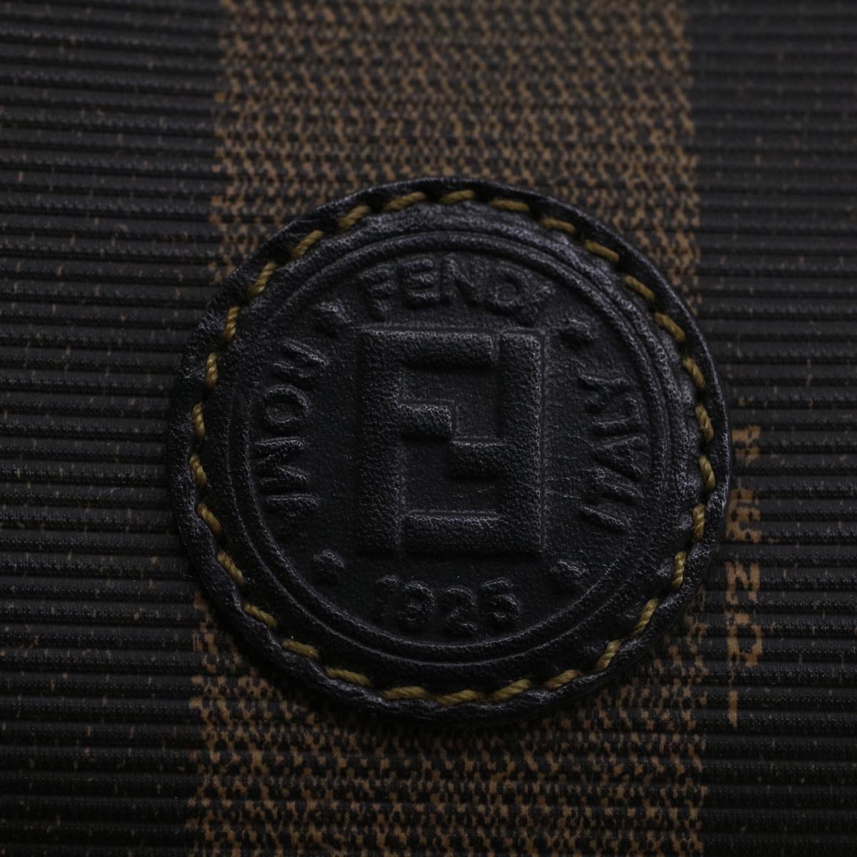 FENDI Pecan Canvas Mini Boston Bag PVC Leather Brown Black ar9480
