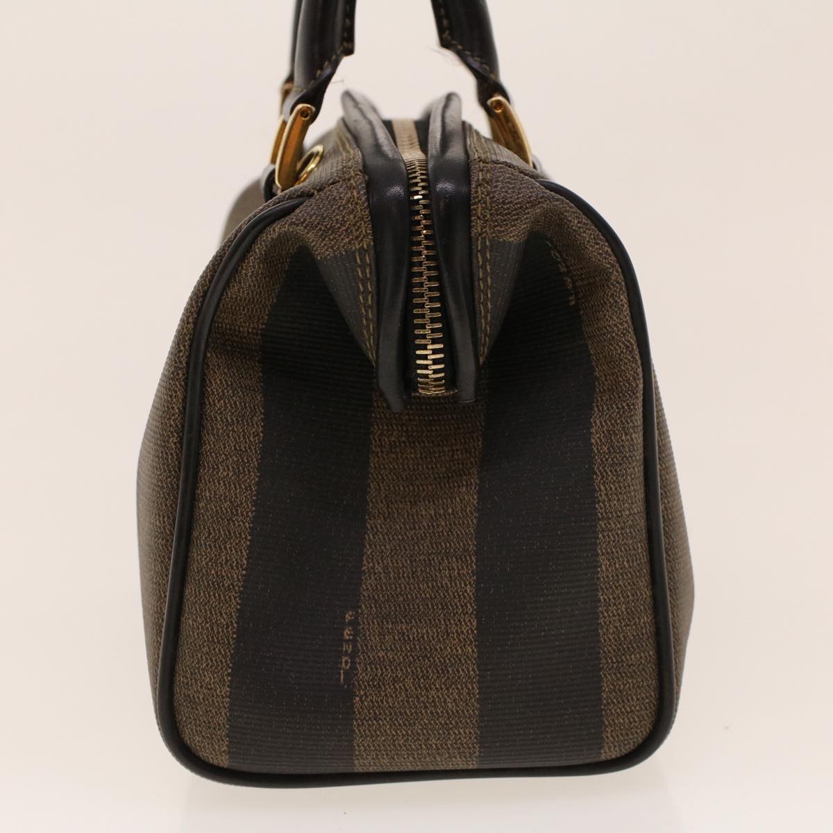 FENDI Pecan Canvas Mini Boston Bag PVC Leather Brown Black ar9480