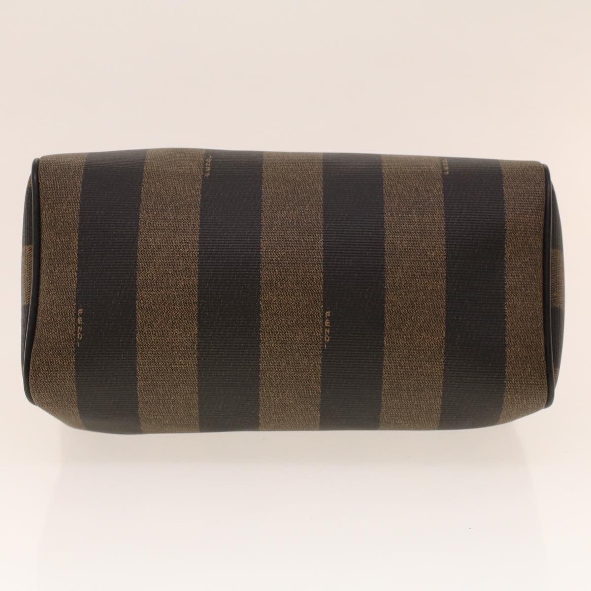 FENDI Pecan Canvas Mini Boston Bag PVC Leather Brown Black ar9480
