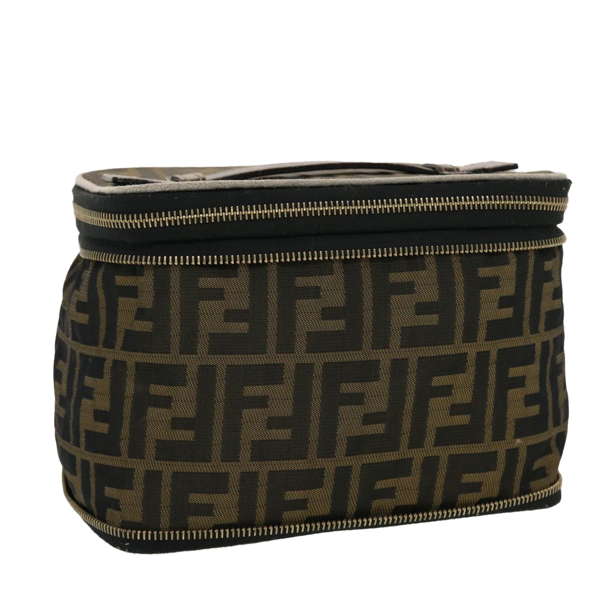 FENDI Zucca Canvas Vanity Cosmetic Pouch Black Brown ar9544B
