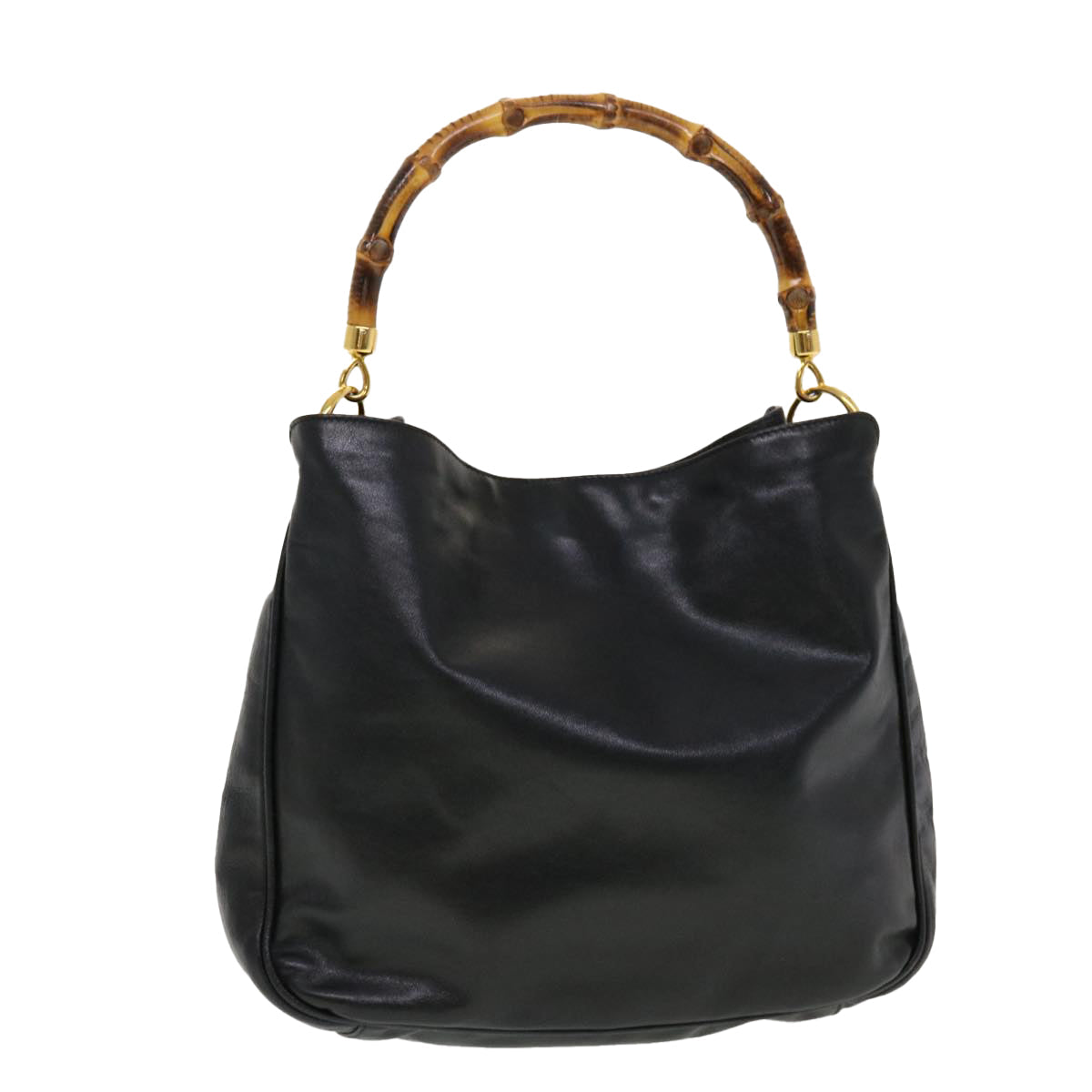 GUCCI Bamboo Hand Bag Leather Black ar9548B
