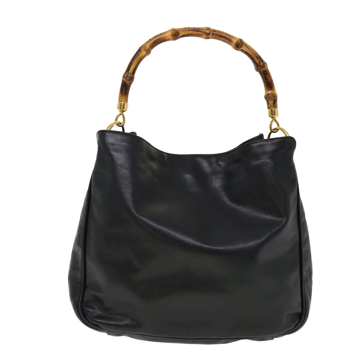 GUCCI Bamboo Hand Bag Leather Black ar9548B