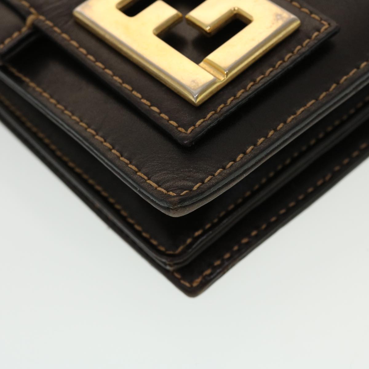 FENDI Shoulder Bag Leather Brown ar9569