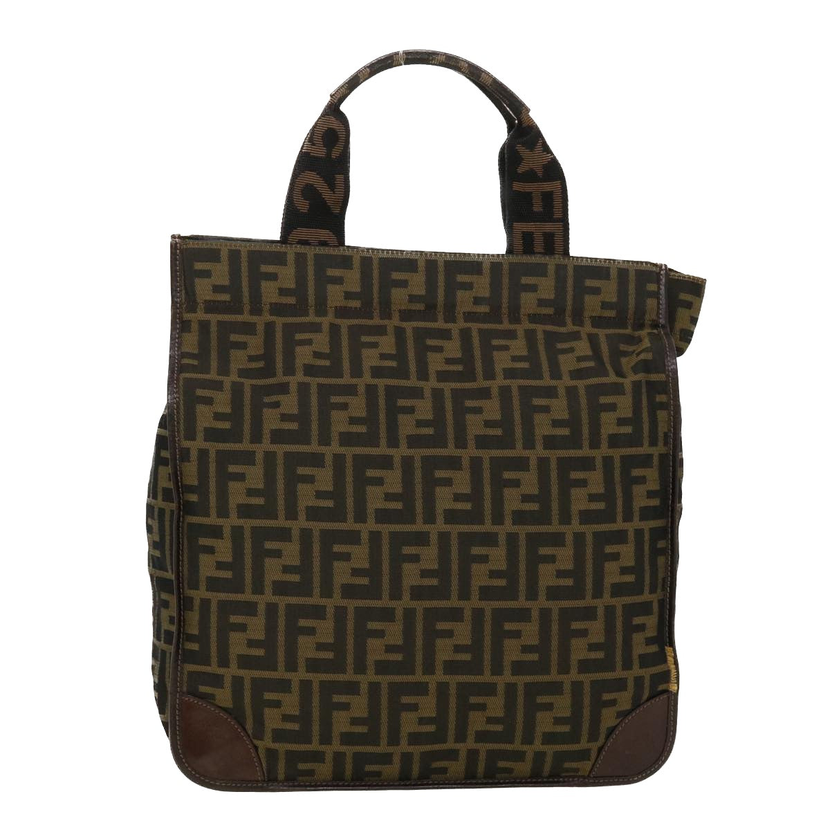 FENDI Zucca Canvas Hand Bag Black Brown 2321.26555.098 ar9639