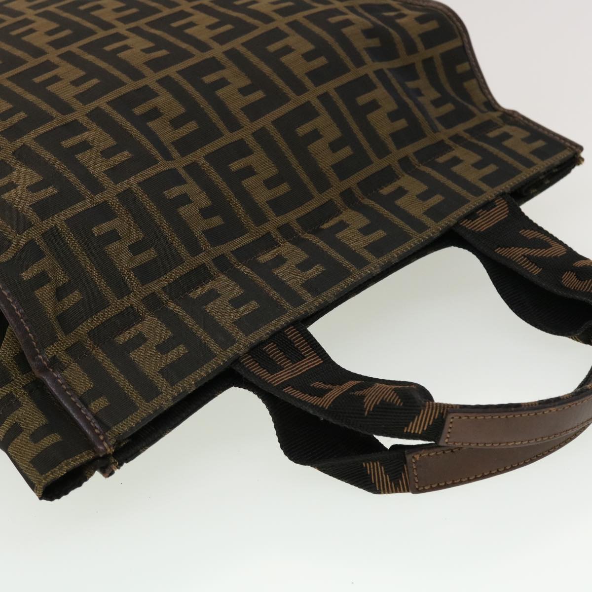 FENDI Zucca Canvas Hand Bag Black Brown 2321.26555.098 ar9639