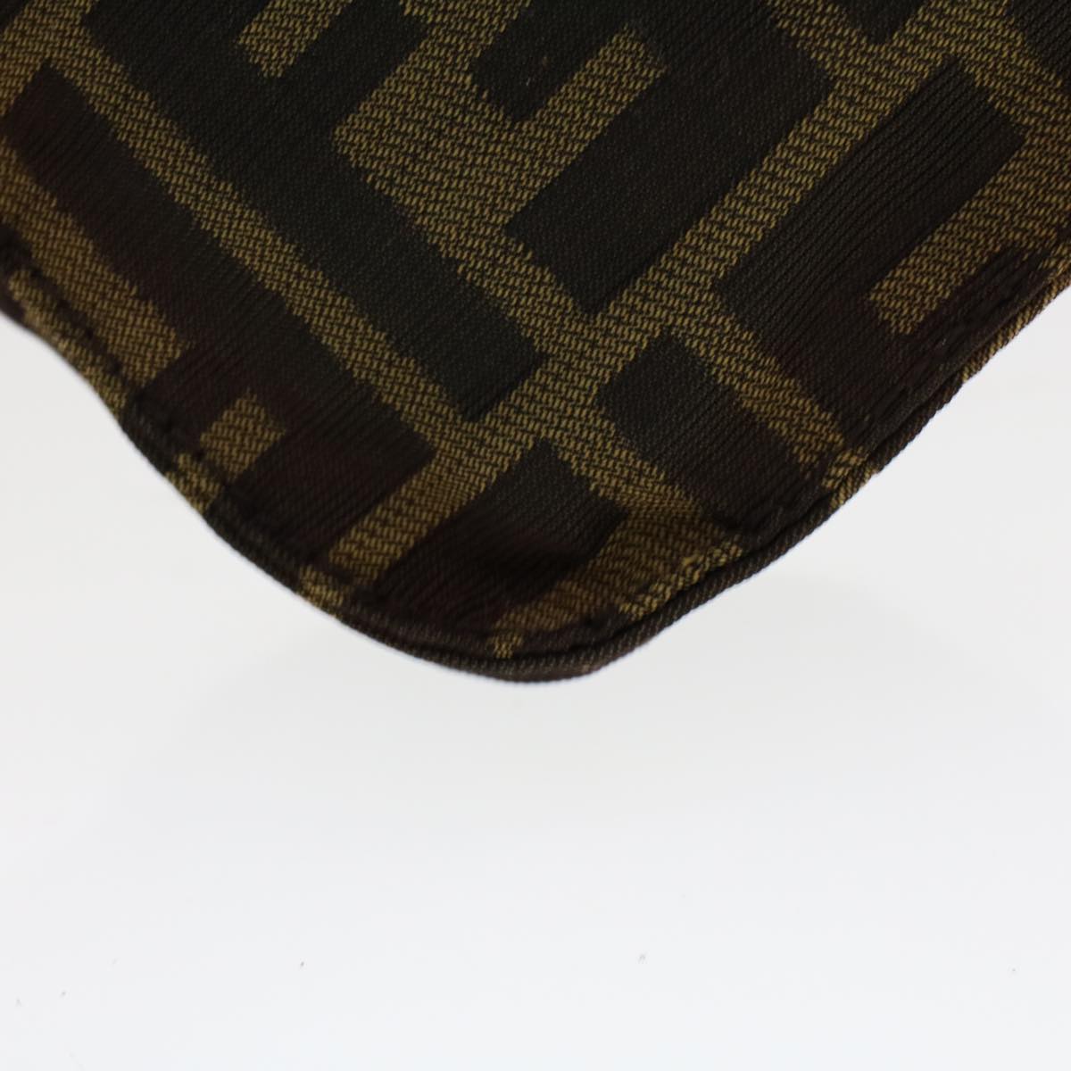 FENDI Zucca Canvas Shoulder Bag Black Brown ar9736