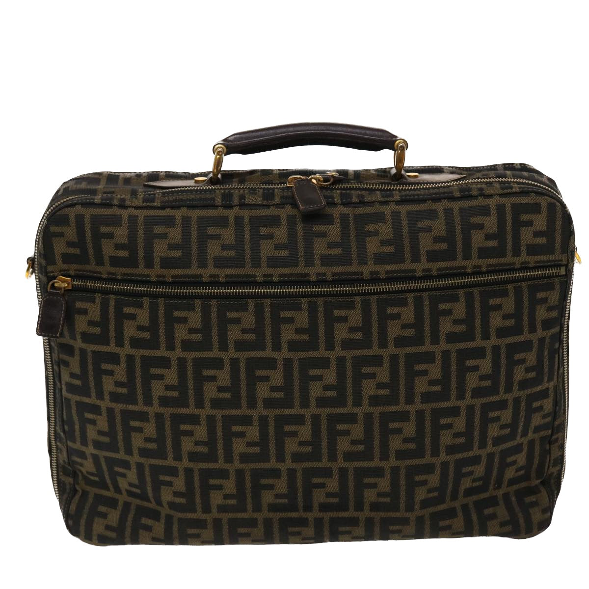 FENDI Zucca Canvas Hand Bag 2way Black Brown ar9852