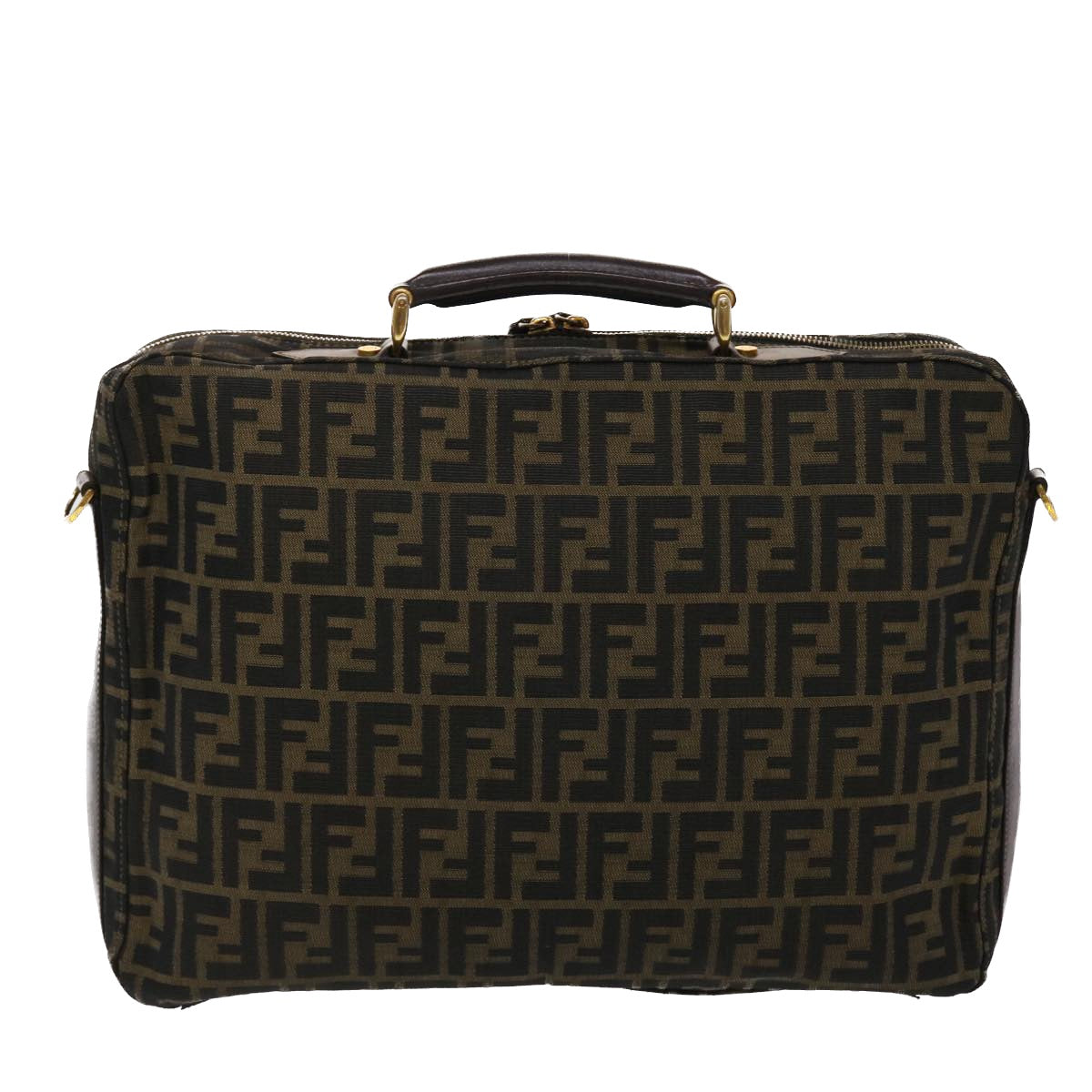 FENDI Zucca Canvas Hand Bag 2way Black Brown ar9852