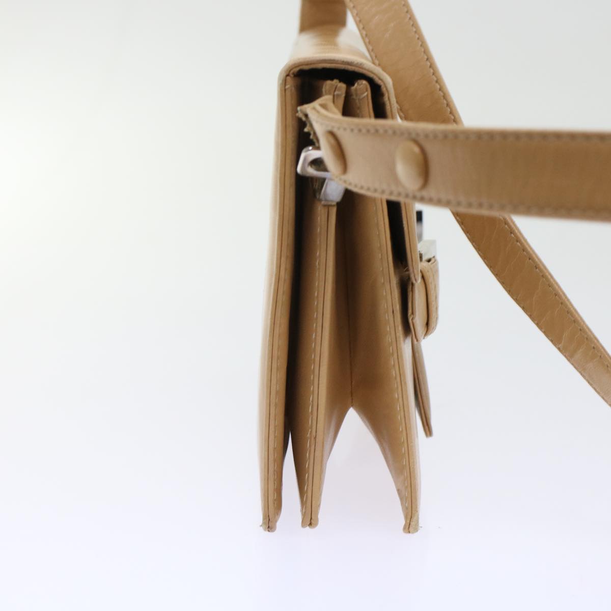 FENDI Shoulder Bag Leather Beige ar9994