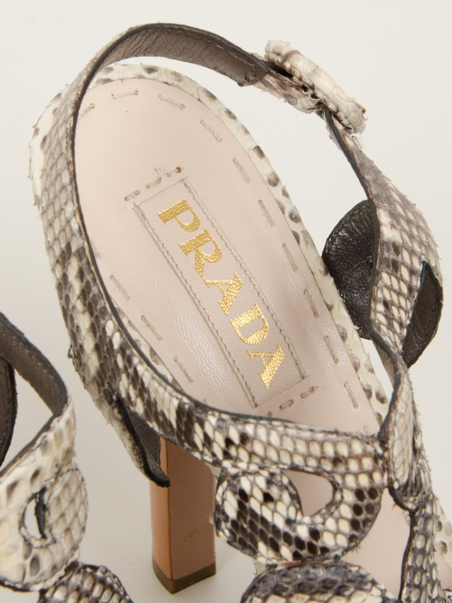 Beige Python Platform Sandals