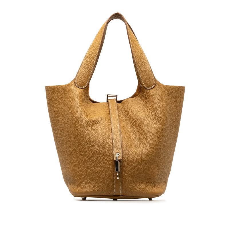 Hermes Picotin Lock GM Handbag Biscuituit Brown  Clemence  Hermes