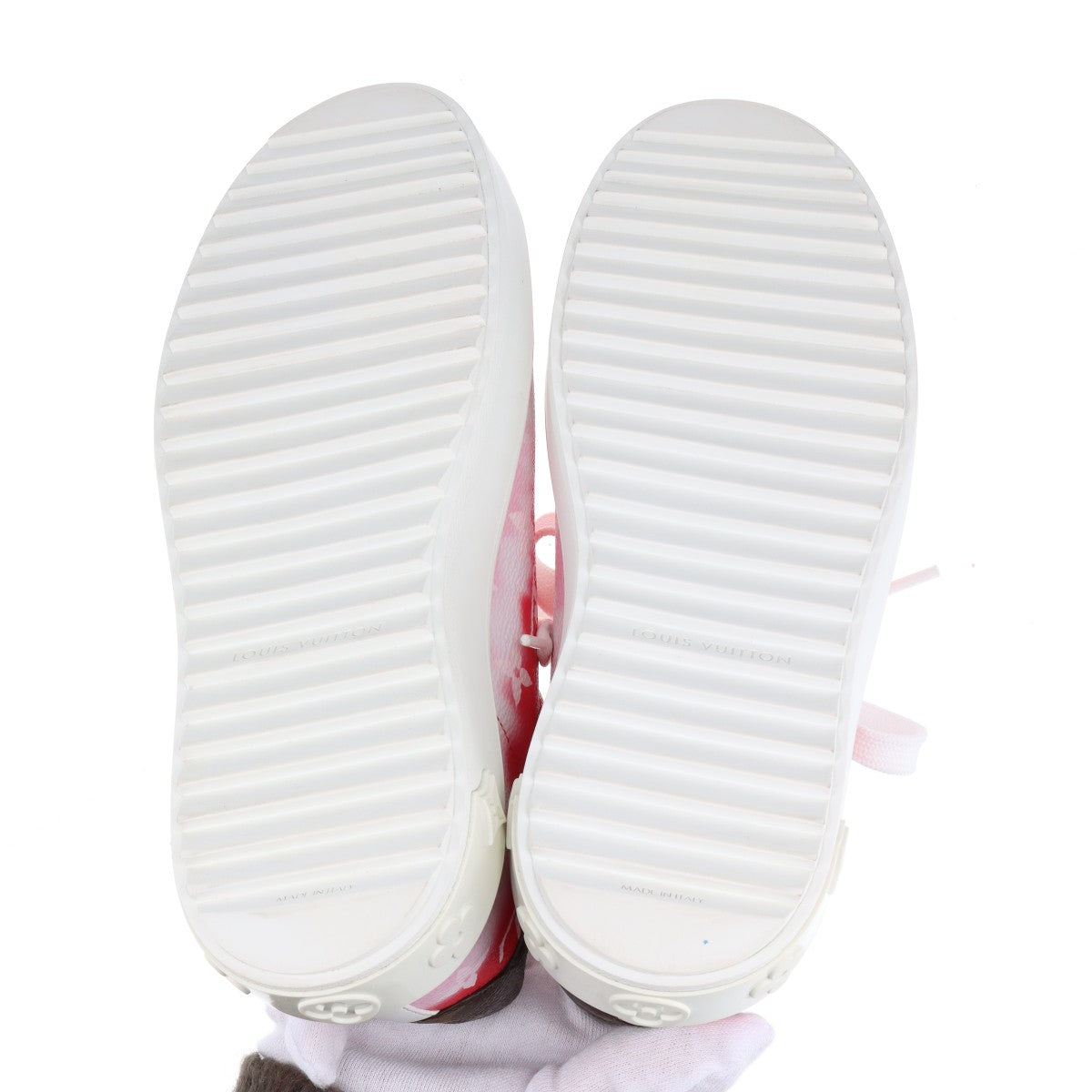 Louis Vuitton Time Outline 19 Years PVC  Leather Trainers 35  Red Ã— White CL1119 Monogram