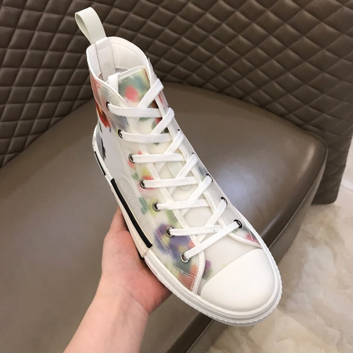 GLM - DIR B23 White Floral Print HIGH-TOP SNEAKER
