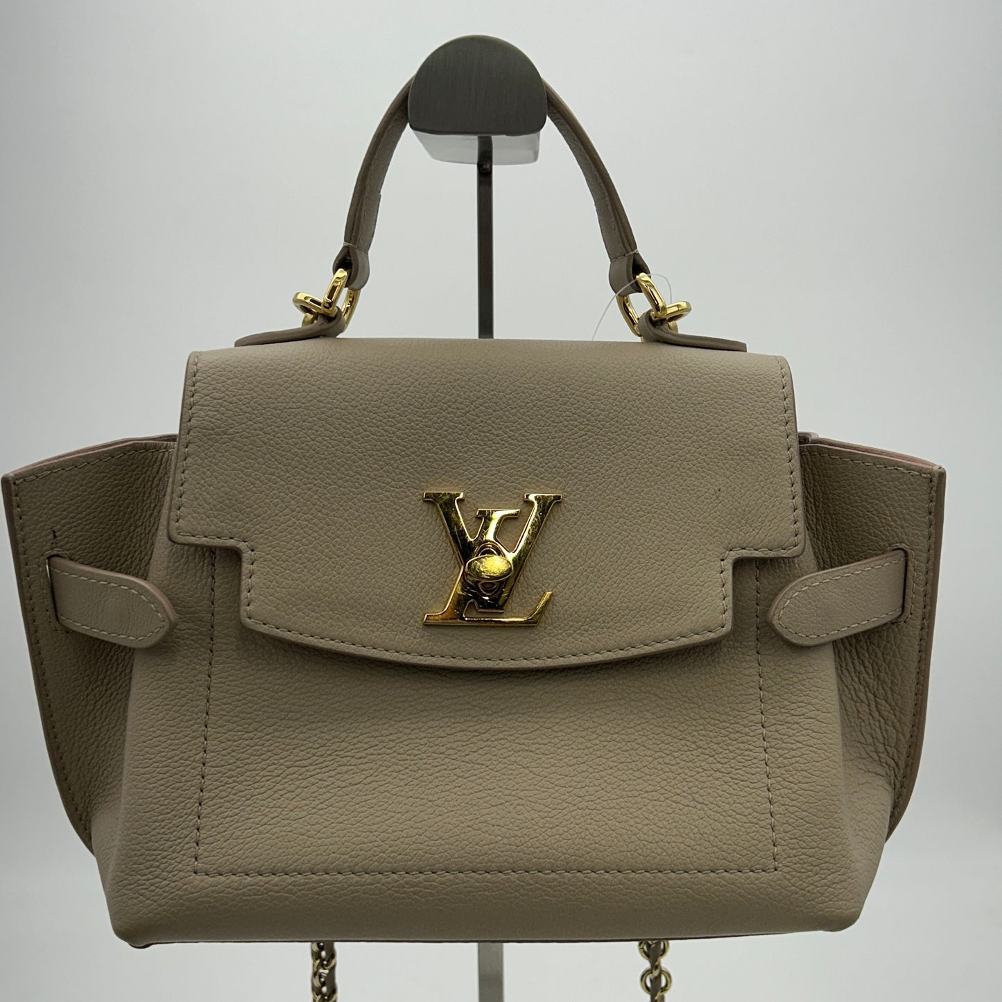 LOUIS VUITTON Soft Calfskin Mini Lockme Ever Grey Beige 2101218282160