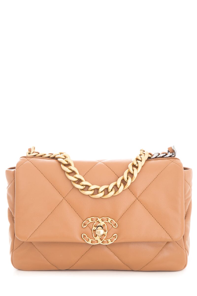 Chanel 2024 19 Brown Quilted Leather Handbag
