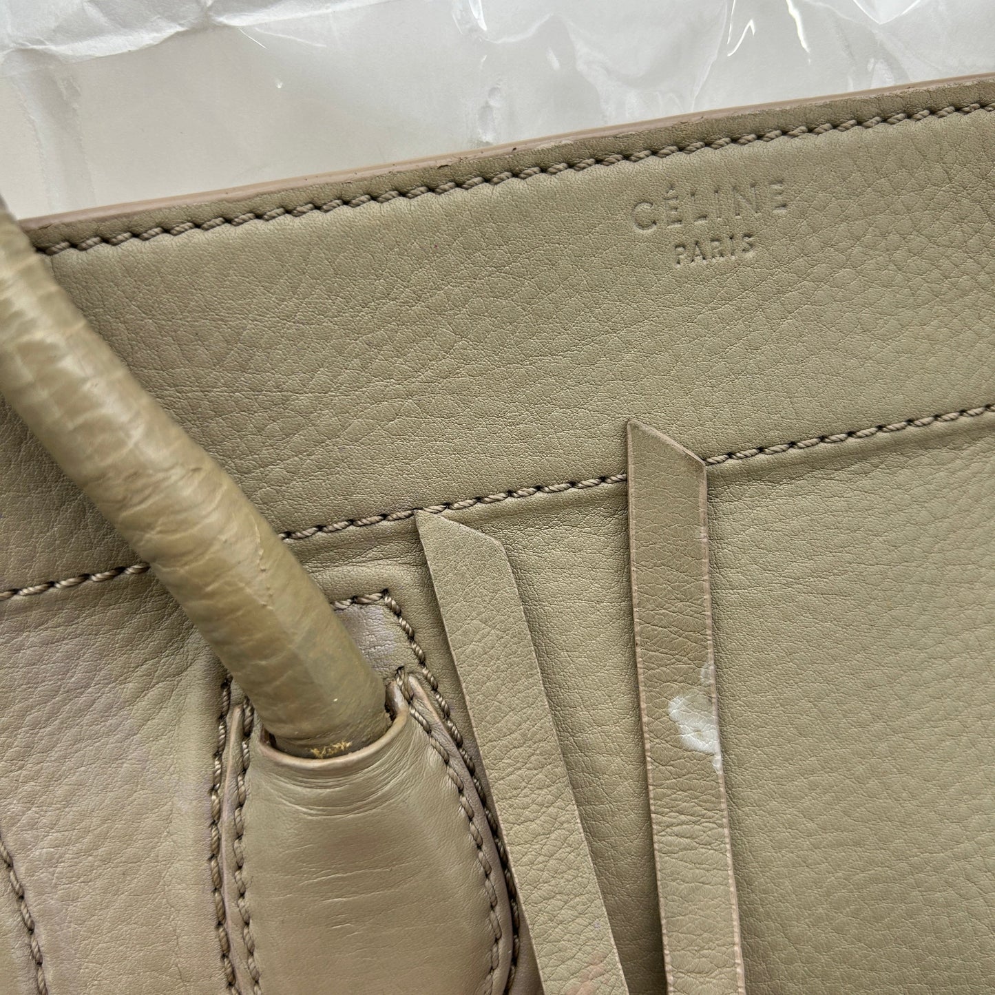 Celine Phantom Luggage Olive Leather Handbag Medium