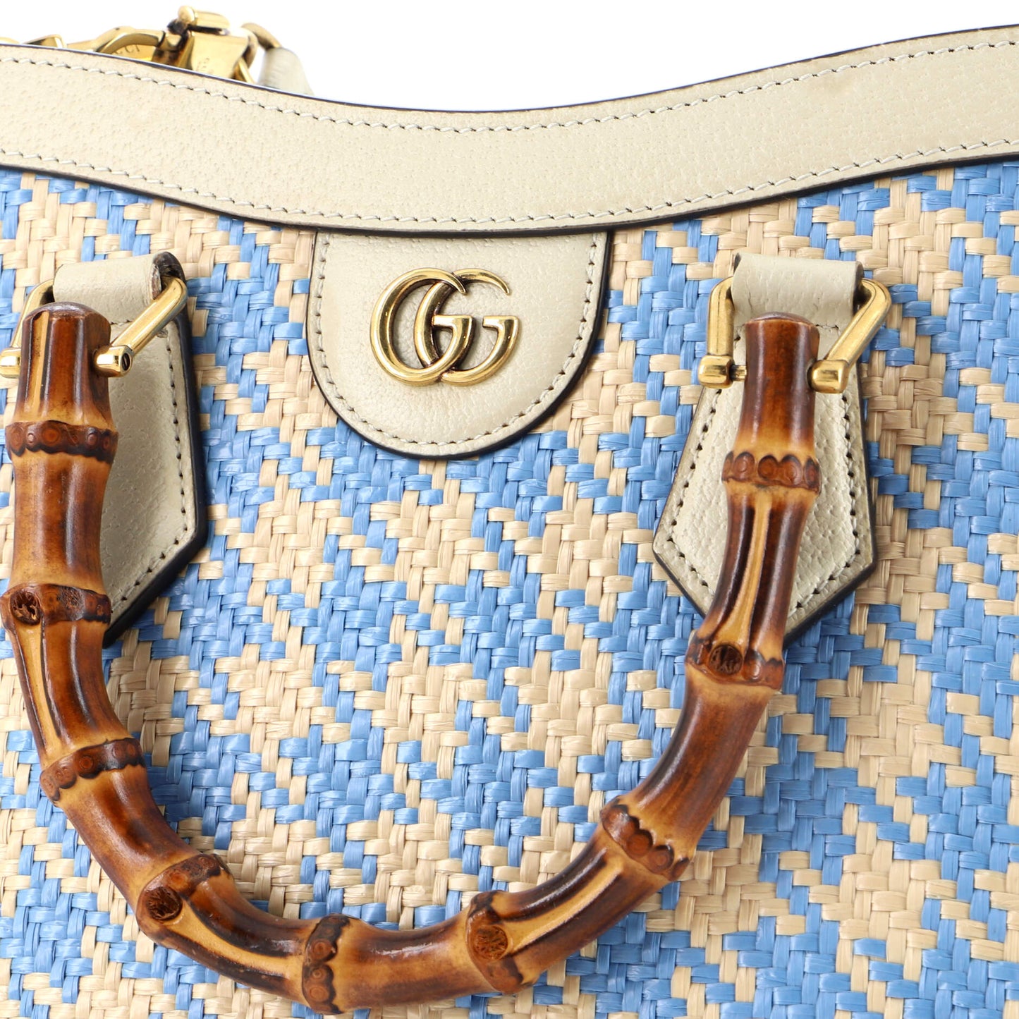 Diana NM Bamboo Handle Tote GG Raffia Small
