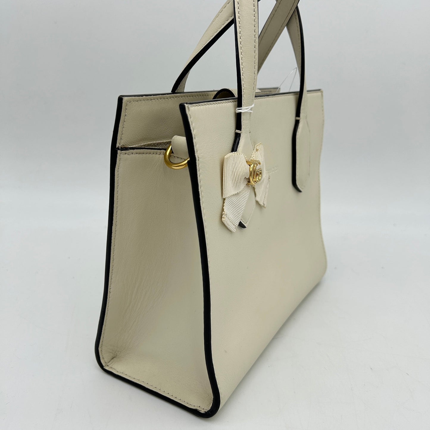 Gucci GG Ribbon White Satchel Leather Handbag Small