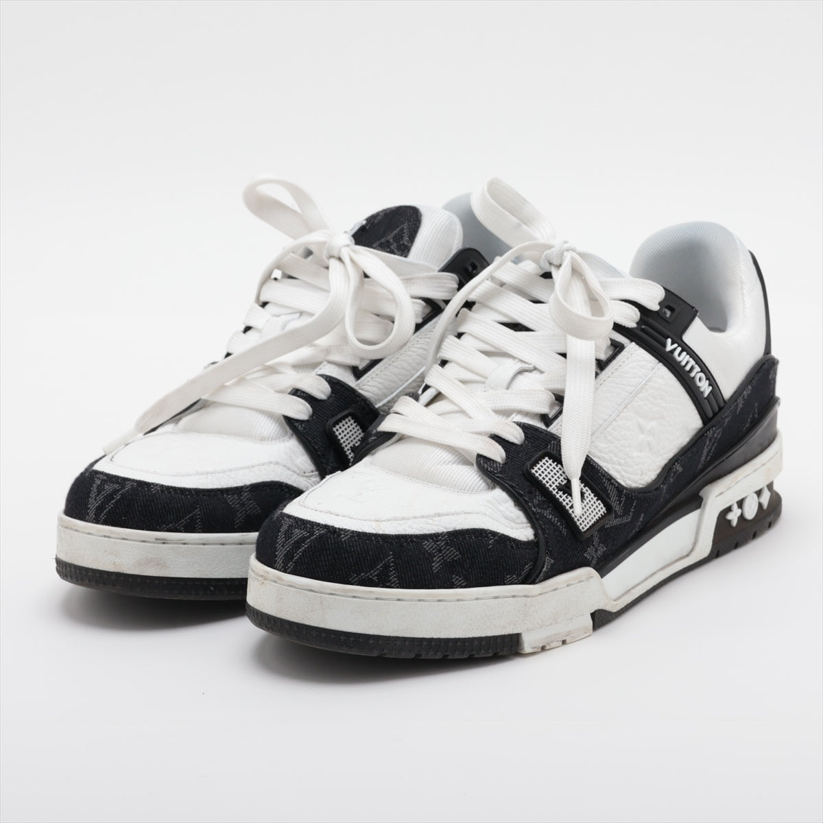Louis Vuitton LV Trainer Line 23 Years Denim  Leather Trainers 7 Men Black Ã— White MS0283 Monogram