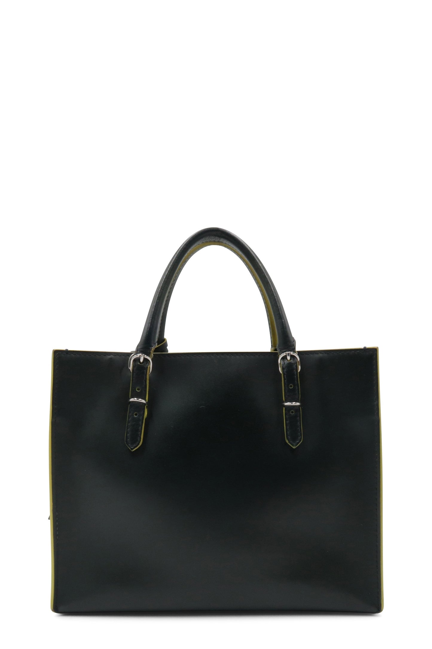 Papier Mini A4 Zip Around Tote Dark Green Yellow