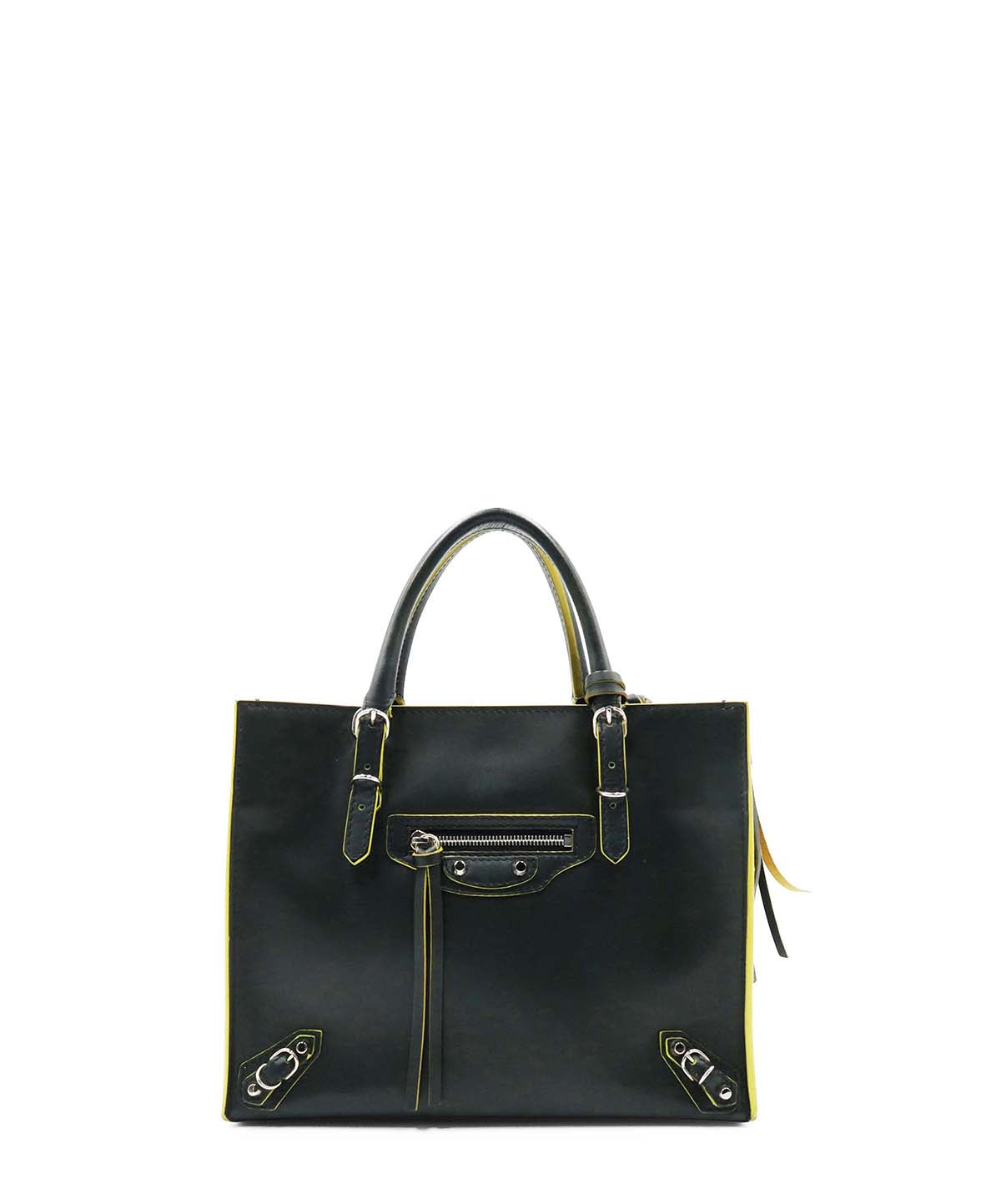 Papier Mini A4 Zip Around Tote Dark Green Yellow