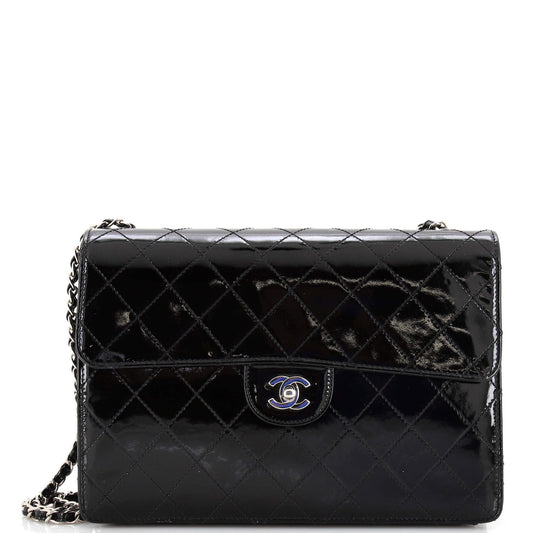 CHANEL Vintage Classic Single Flap Bag Stitched Patent Medium