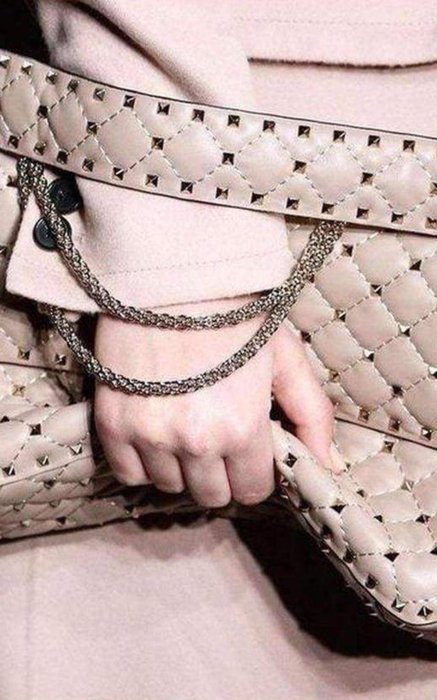 Beige Medium Rockstud MatelassÃƒÆ’Ã‚Â© Bag