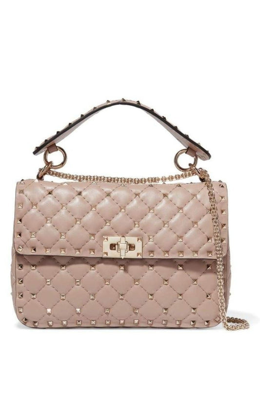 Beige Medium Rockstud MatelassÃƒÆ’Ã‚Â© Bag