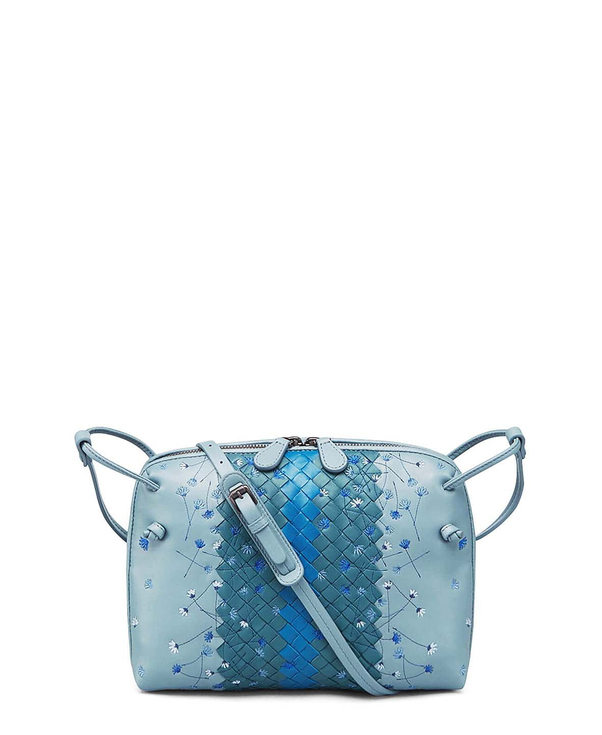 Embroidered Intrecciato Nodini Air Force Blue Floral Blue