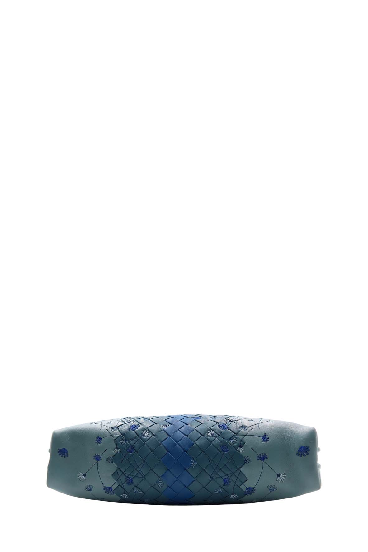 Embroidered Intrecciato Nodini Air Force Blue Floral Blue