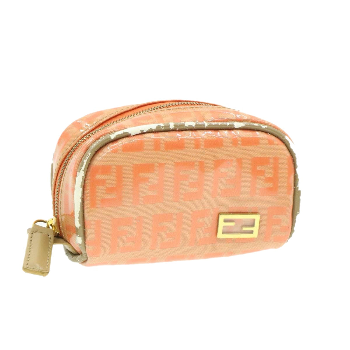 FENDI Zucchino Canvas Pouch Enamel Orange am187b