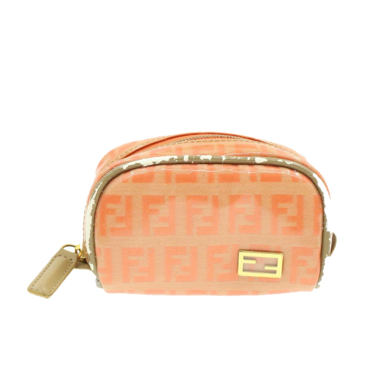 FENDI Zucchino Canvas Pouch Enamel Orange am187b