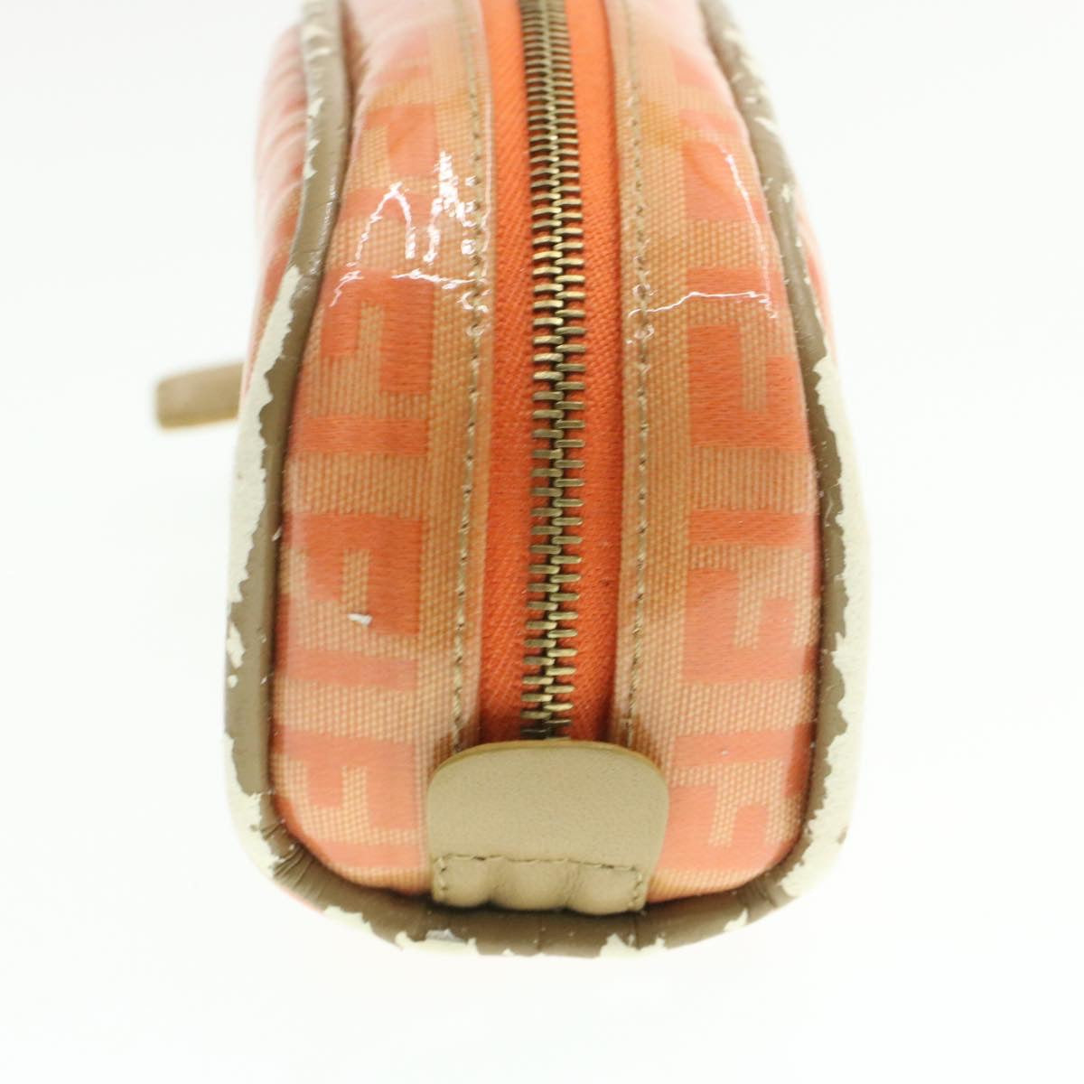 FENDI Zucchino Canvas Pouch Enamel Orange am187b