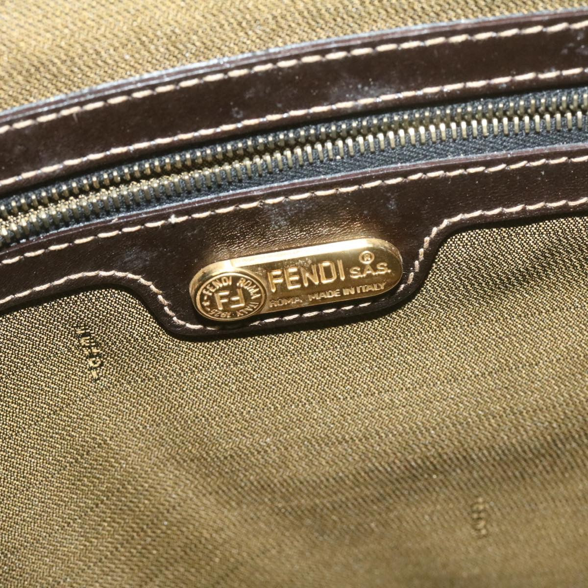 FENDI Zucca Canvas Hand Bag Brown Black am332b
