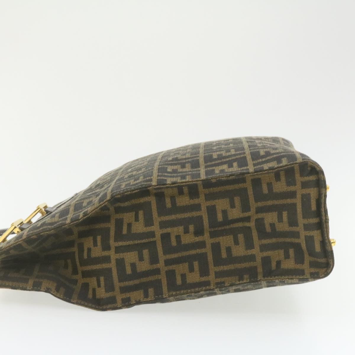 FENDI Zucca Canvas Hand Bag Brown Black am332b