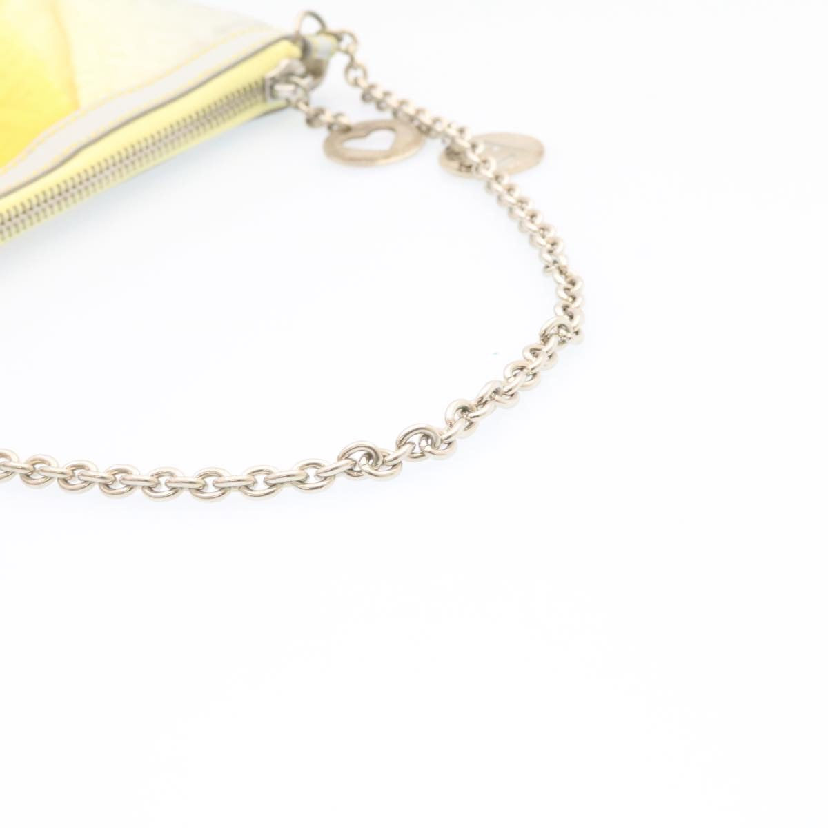 FENDI Zucchino Canvas Accessory Pouch Chain Yellow Gray am360b