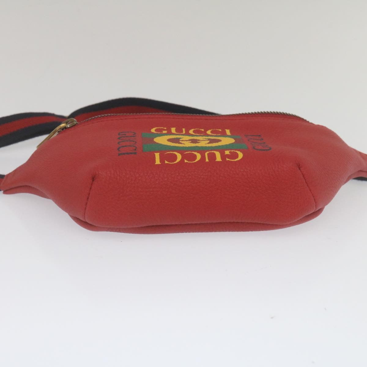 GUCCI Sherry Line Waist Bag Leather Red am462b