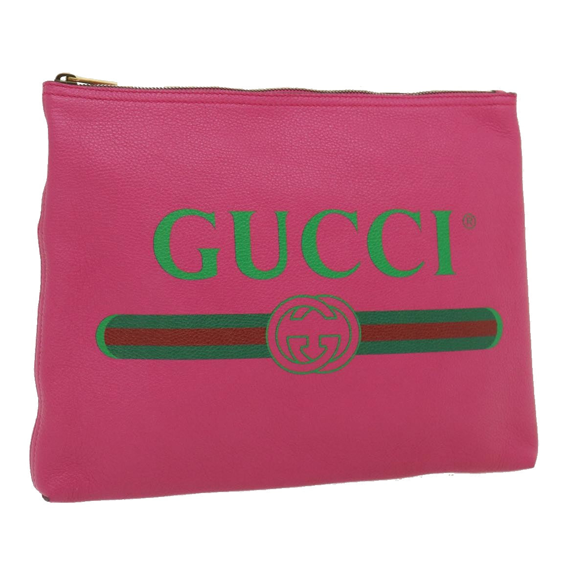 GUCCI Web Sherry Line Soho Clutch Bag Leather Pink am481b
