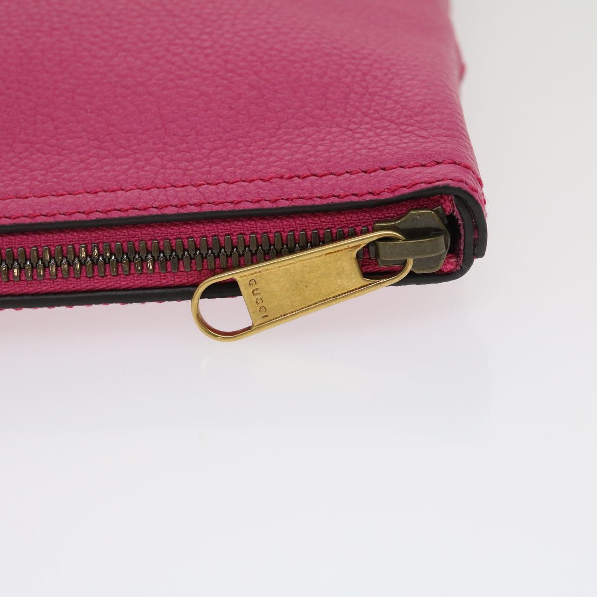 GUCCI Web Sherry Line Soho Clutch Bag Leather Pink am481b
